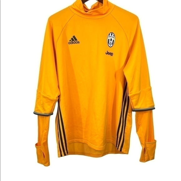 adidas juventus yellow long sleeve warm up jersey mock neck climacool - Picture 1 of 9